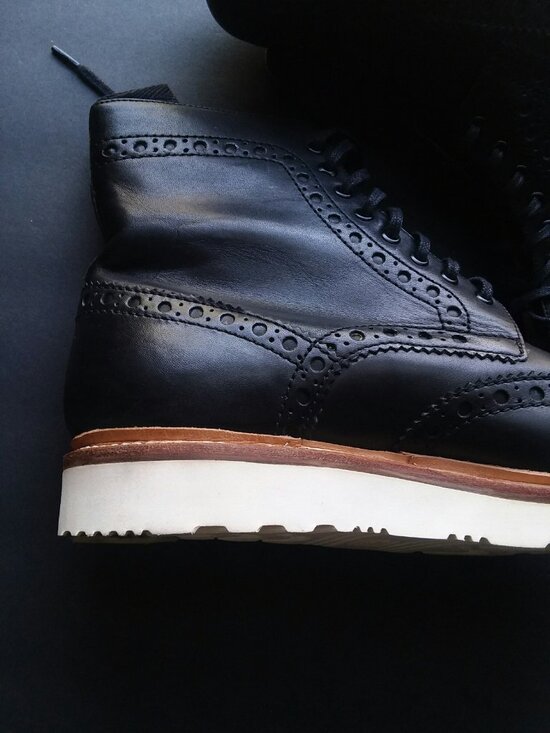 Grenson England Fancy Brogue Genuine Leather Derby Biker Boots Men\'s size 10.5 main image 5
